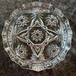 Anchor Hocking Prescut‎ Clear 7.5” Ashtray Pressed Glass USA Star Vintage